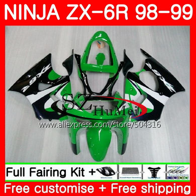 Body For KAWASAKI NINJA ZX-6R 6 R 98 99 ZX-636 Green black ZX600 78SH21 600CC ZX636 ZX6R 98 99 ZX 636 ZX 6R 1998 1999 Fairings