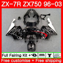 Load image into Gallery viewer, Body For KAWASAKI NINJA ZX 750 ZX-750 ZX 7R Silver flames 96 97 98 99 3SH5 ZX-7R 7 R ZX750 ZX7R 1996 1997 1998 1999 Fairing kit