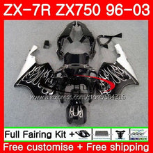 Load image into Gallery viewer, Body For KAWASAKI NINJA ZX 750 ZX-750 ZX 7R Silver flames 96 97 98 99 3SH5 ZX-7R 7 R ZX750 ZX7R 1996 1997 1998 1999 Fairing kit