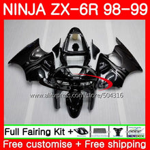 Load image into Gallery viewer, Body For KAWASAKI NINJA ZX-636 ZX-6R 98 99 ZX600 78SH24 ZX 636 6 R 600CC ZX636 Silver flames ZX6R 98 99 ZX 6R 1998 1999 Fairings