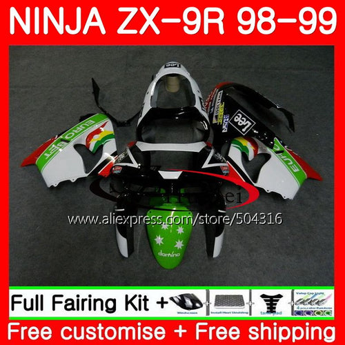 Body For KAWASAKI NINJA ZX900 ZX-9R 98-99 ZX 900 ZX9 R 20SH18 white black 900CC ZX 9 R ZX9R 98 99 ZX 9R 1998 1999 Fairings kit