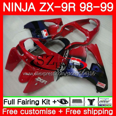 Body For KAWASAKI NINJA red black ZX900 ZX-9R 98-99 ZX 900 ZX9 R 20SH10 900CC ZX 9 R ZX9R 98 99 ZX 9R 1998 1999 Fairings kit