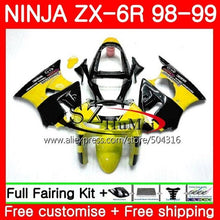 Load image into Gallery viewer, Body For KAWASAKI NINJA ZX-636 ZX-6R 98 99 ZX600 78SH21 Yellow black ZX 636 6 R 600CC ZX636 ZX6R 98 99 ZX 6R 1998 1999 Fairings