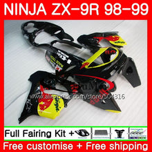 Load image into Gallery viewer, Body For KAWASAKI glossy black NINJA ZX900 ZX-9R 98-99 ZX 900 ZX9 R 20SH4 900CC ZX 9 R ZX9R 98 99 ZX 9R 1998 1999 Fairings kit